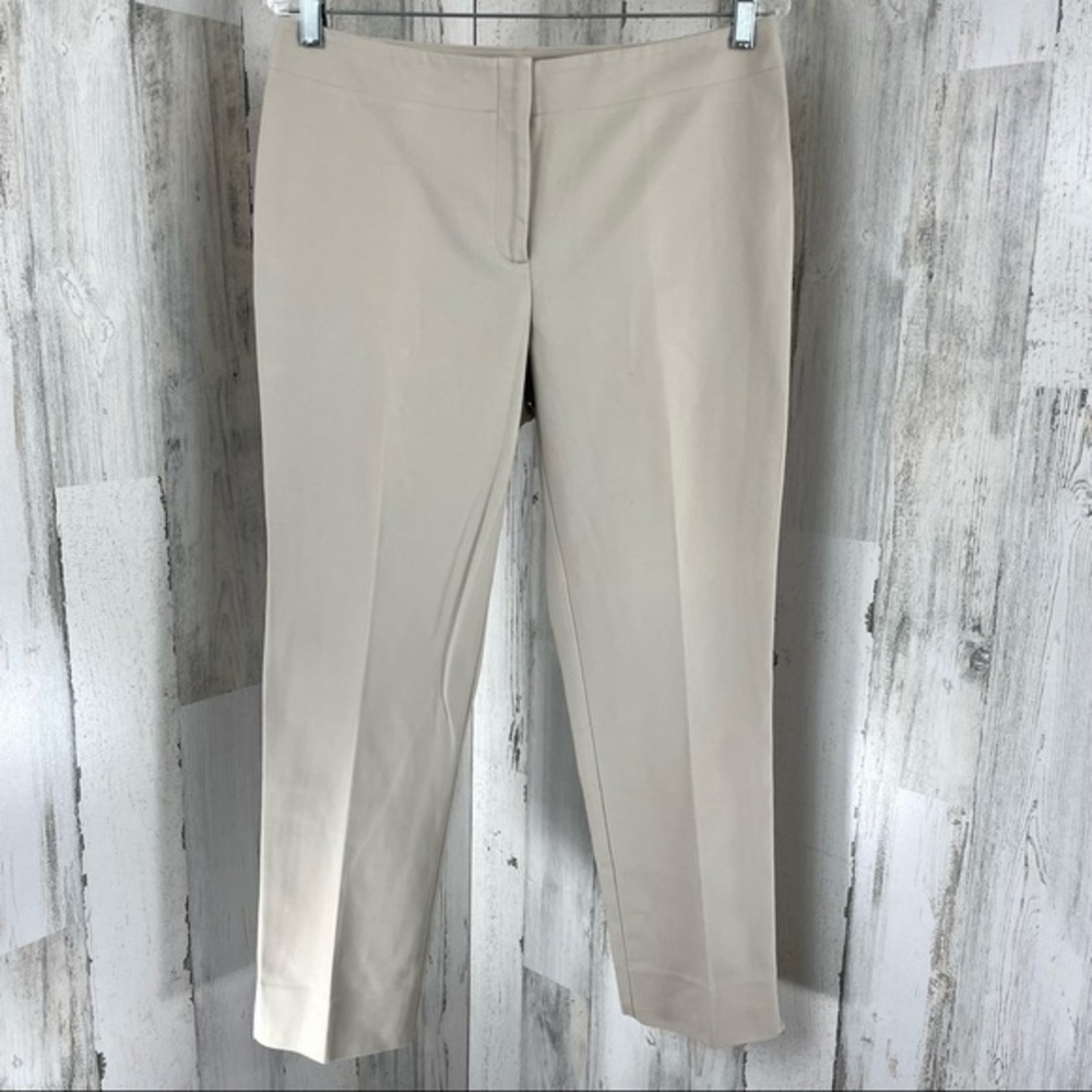Chico’s Light Tan Women's Mid Rise Skinny‎ Leg Slit Ankle Dress Work Pants Sz 1